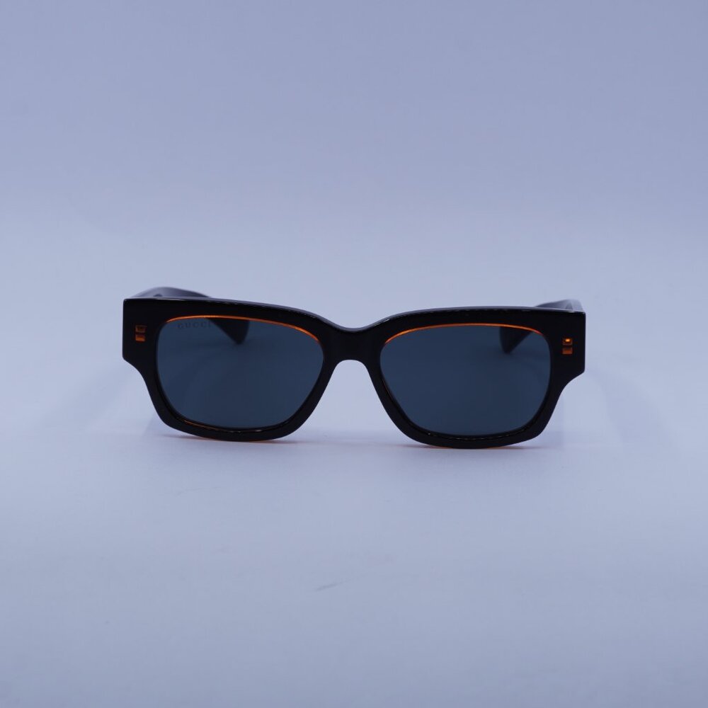 Gucci GG1794S 003 Sunglasses Transparent Orange/Black Square Frame, Blue Lenses - Picture 3 of 12